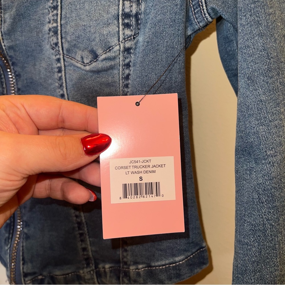 Juicy Couture Corset Trucker Denim Jacket Rhinestone Back S NWT - Picture 16 of 16